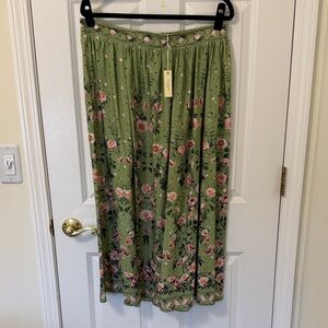 Max Studio London Green Floral Midi Skirt XL NWT